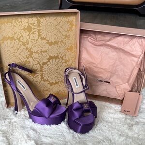 Miu Miu Violet Satin Bow Heels